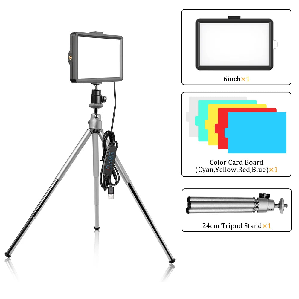 Luz LED compacta de 6 pulgadas para foto y video