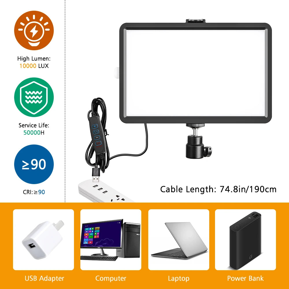 Luz LED compacta de 6 pulgadas para foto y video