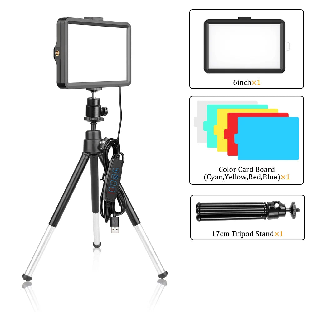 Luz LED compacta de 6 pulgadas para foto y video