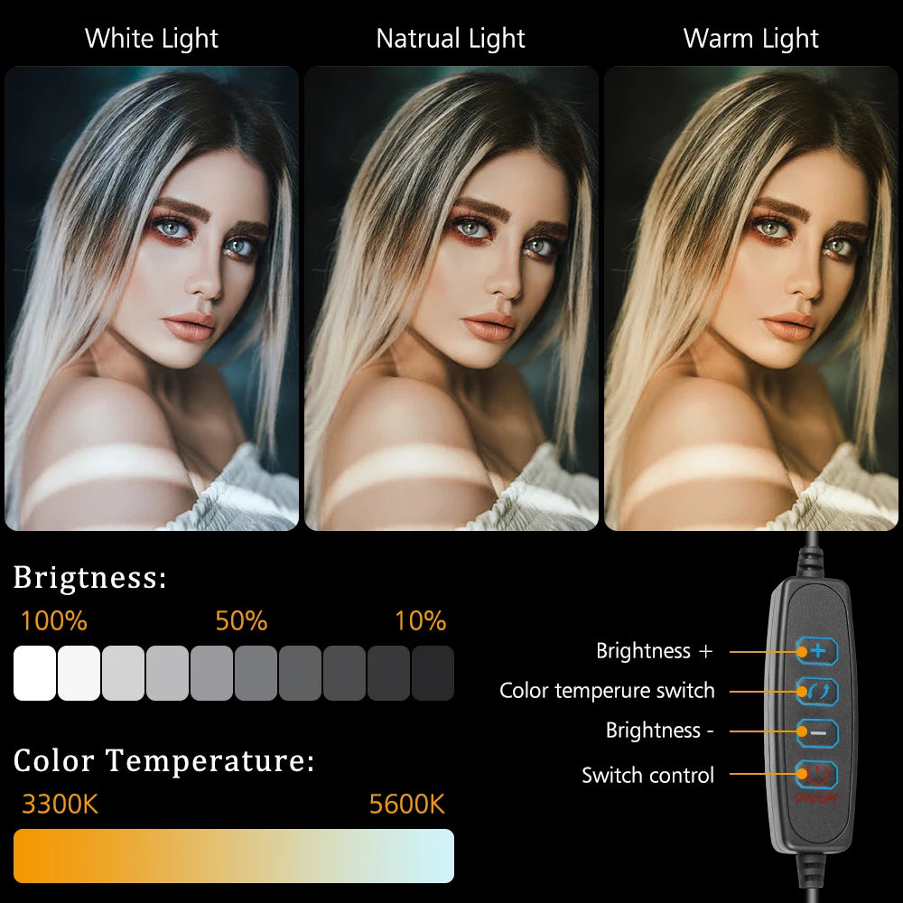 Luz LED compacta de 6 pulgadas para foto y video