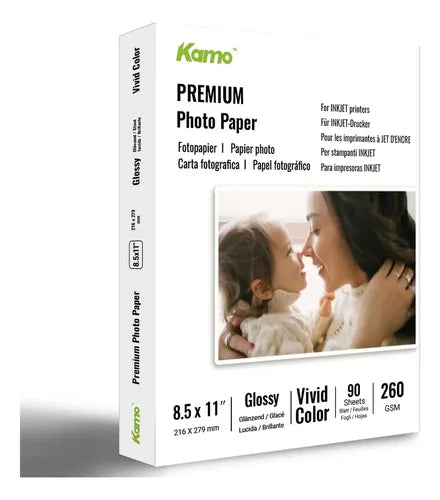 Papel fotográfico Kamo glossy carta 260g para impresiones - recomendado por Fotogenio