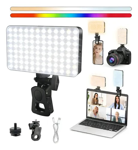 Luz LED RGB portátil de clip para teléfono y video - recomendado por Fotogenio