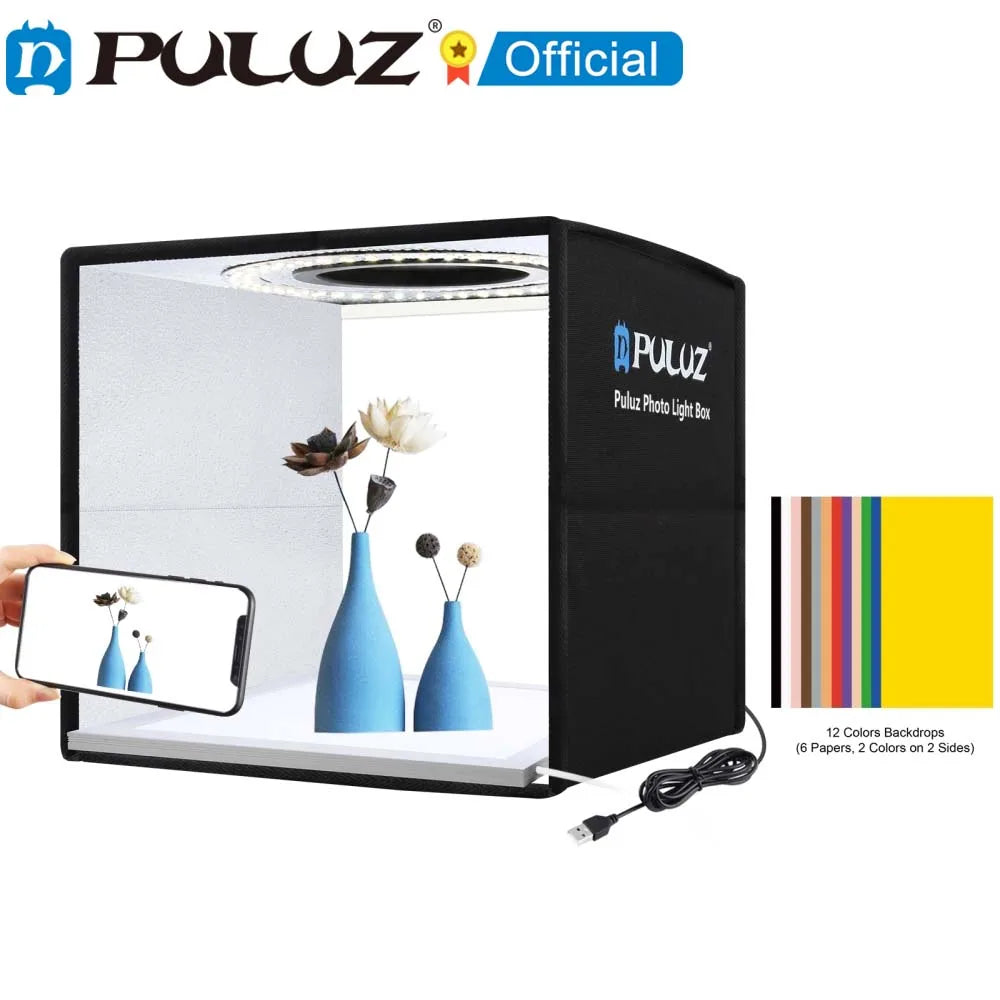 Mini estudio fotográfico PULUZ con luz LED, de 25 a 80 cm