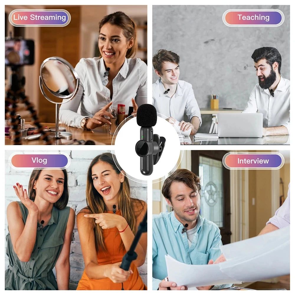 Micrófono de solapa inalámbrico para celular, cámara y PC