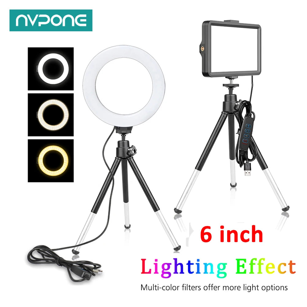 Luz LED compacta de 6 pulgadas para foto y video