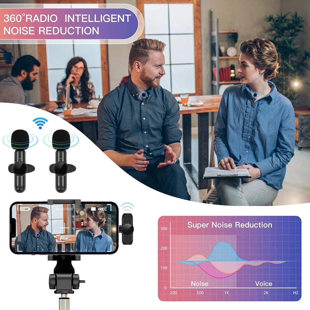Micrófono de solapa inalámbrico para celular, cámara y PC