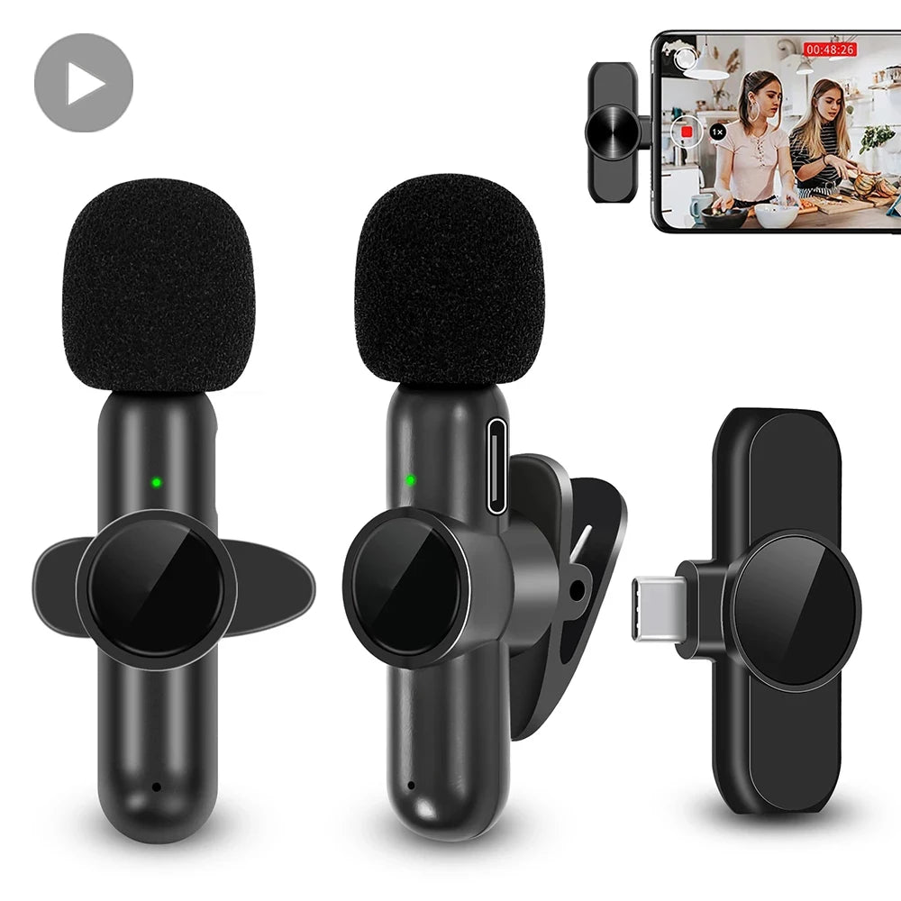 Micrófono de solapa inalámbrico para celular, cámara y PC
