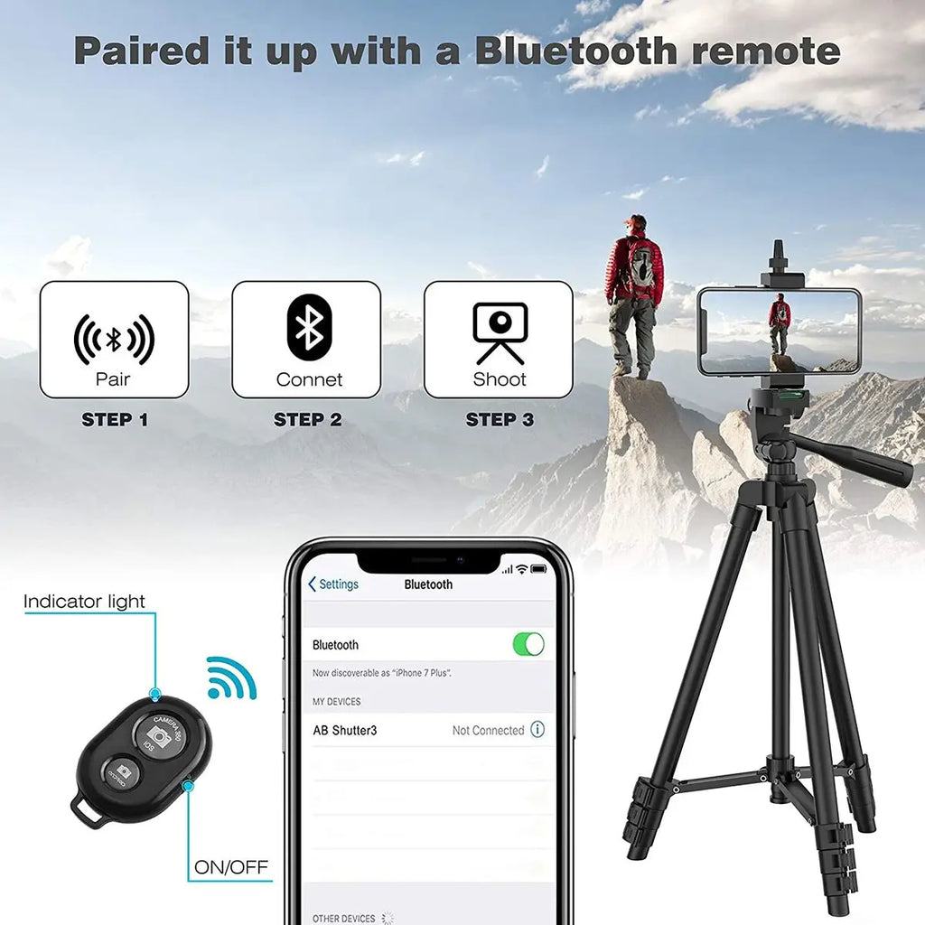 Tripié de piso 102 cm para celular con control Bluetooth