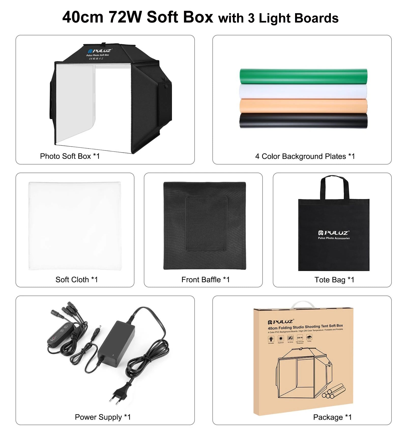 Mini estudio fotográfico PULUZ con luz LED, de 25 a 80 cm