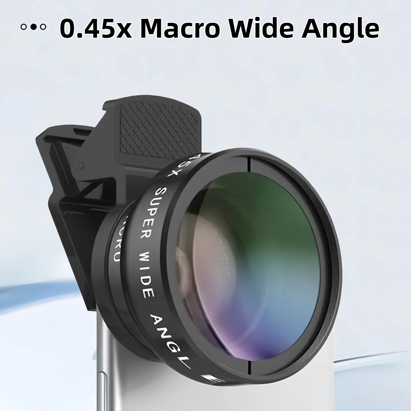 Lente 2 en 1 para celular: gran angular 0.45X y macro
