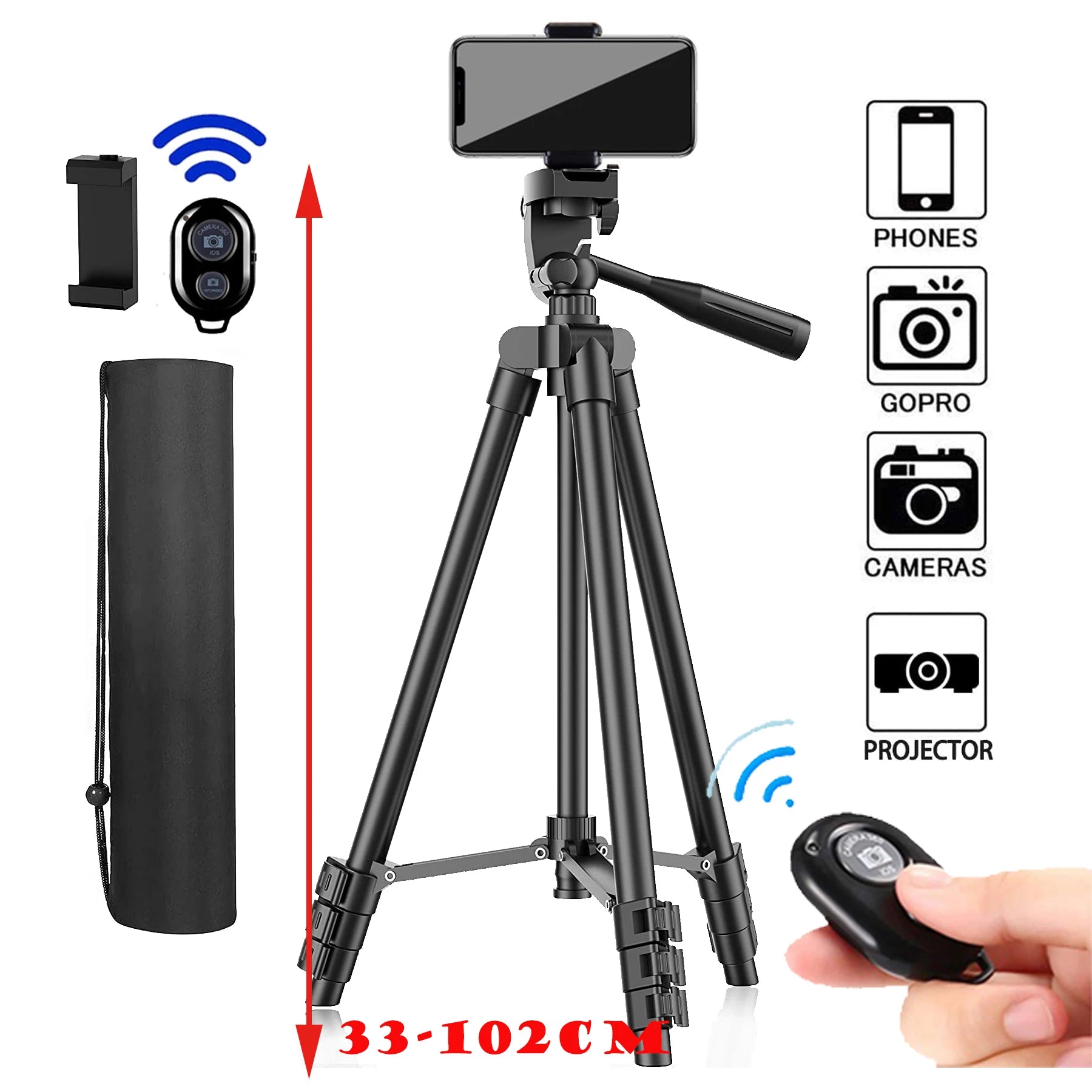 Tripié de piso 102 cm para celular con control Bluetooth