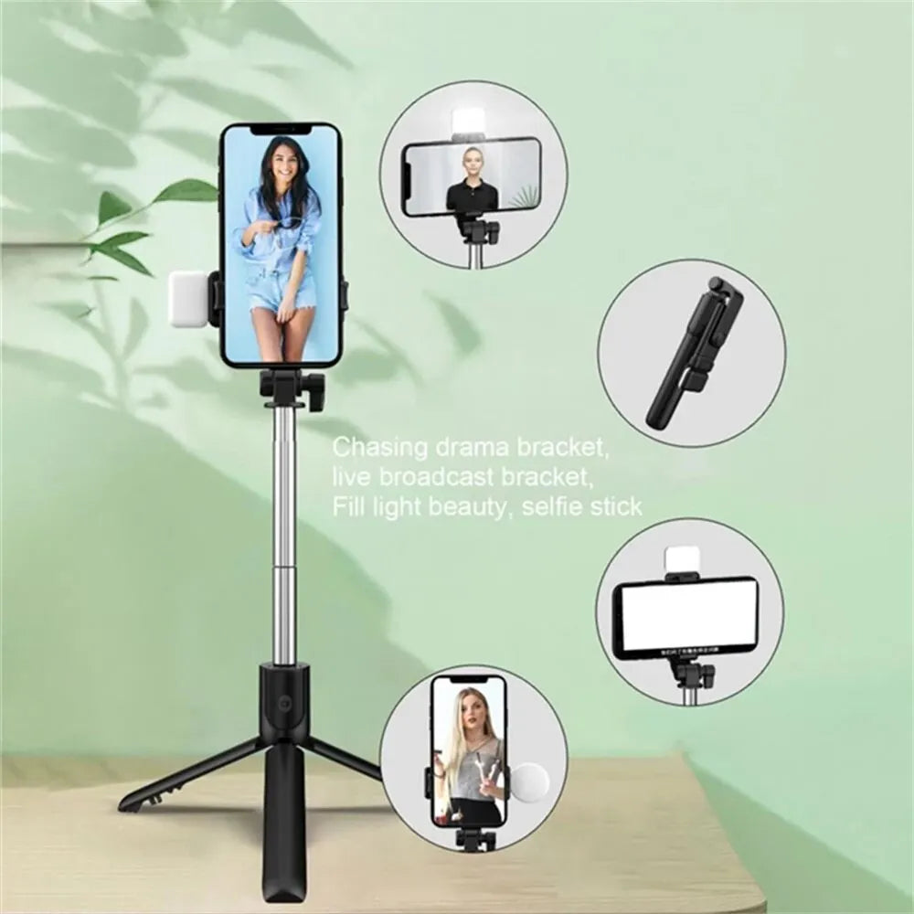 Selfie stick con luz y control Bluetooth